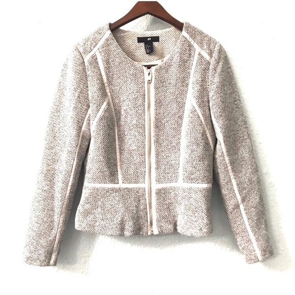 H&M Jackets & Blazers - H&M Structured Jacket w/ Vegan Leather Trim sz 10